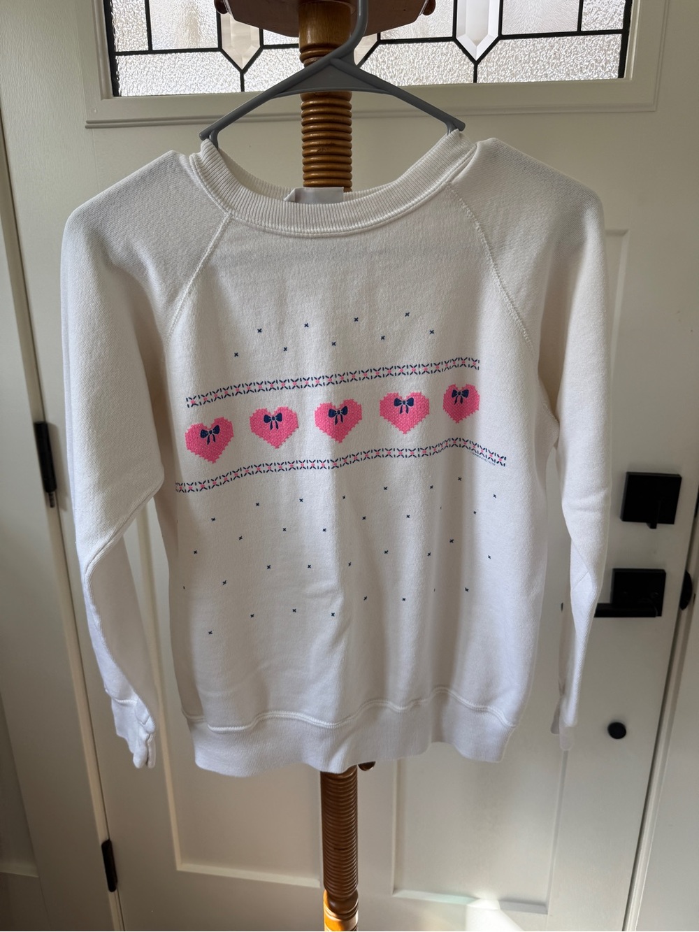 Vintage 1980’s- Women’s Small- Sweatshirt with Pink Heart Detail